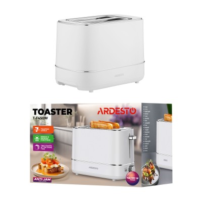 Тостер Ardesto T-F450W, 800Вт, пластик, 2 слоти, білий