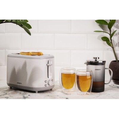 Тостер Ardesto White stripes T-F17WG 930Вт, пластик, білий+сірий Тостер Ardesto White stripes T-F17WG 930Вт, пластик, білий+сірий