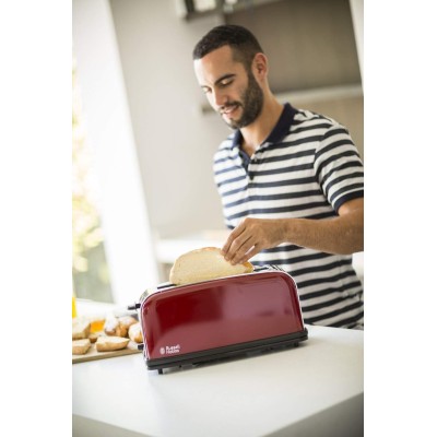 Тостер Russell Hobbs Classic 1100Вт, довгі слоти, метал, червоний (21391-56)