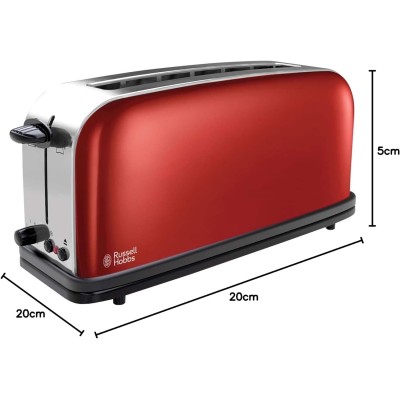 Тостер Russell Hobbs Classic 1100Вт, довгі слоти, метал, червоний (21391-56)