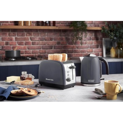 Тостер Russell Hobbs Colours Plus 1600Вт, підігрів, розморожування, метал., сірий (26552-56) Тостер Russell Hobbs Colours Plus 1600Вт, підігрів, розморожування, метал., сірий (26552-56)