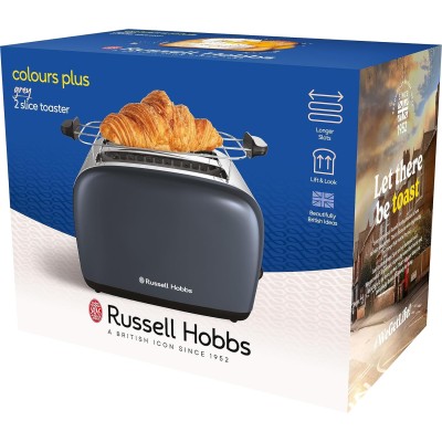 Тостер Russell Hobbs Colours Plus 1600Вт, підігрів, розморожування, метал., сірий (26552-56) Тостер Russell Hobbs Colours Plus 1600Вт, підігрів, розморожування, метал., сірий (26552-56)