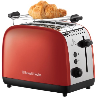 Тостер Russell Hobbs Colours Plus 1600Вт, підігрів, розморожування, метал., червоний (26554-56) Тостер Russell Hobbs Colours Plus 1600Вт, підігрів, розморожування, метал., червоний (26554-56)
