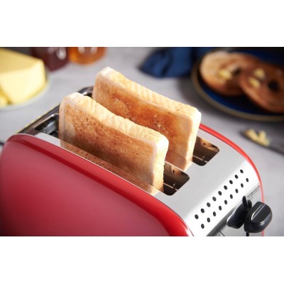 Тостер Russell Hobbs Colours Plus 1600Вт, підігрів, розморожування, метал., червоний (26554-56) Тостер Russell Hobbs Colours Plus 1600Вт, підігрів, розморожування, метал., червоний (26554-56)