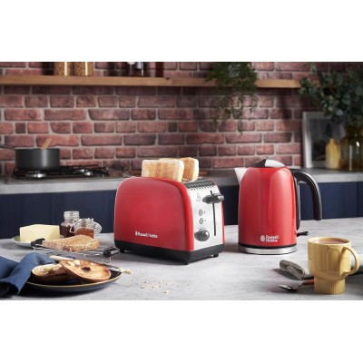 Тостер Russell Hobbs Colours Plus 1600Вт, підігрів, розморожування, метал., червоний (26554-56) Тостер Russell Hobbs Colours Plus 1600Вт, підігрів, розморожування, метал., червоний (26554-56)
