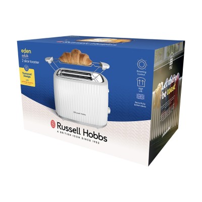 Тостер Russell Hobbs Eden 800Вт, пластик, підігрів,разморозка, білий (27370-56) Тостер Russell Hobbs Eden 800Вт, пластик, підігрів,разморозка, білий (27370-56)