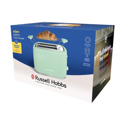 Тостер Russell Hobbs Eden 800Вт, пластик, підігрів,разморозка, фісташковий (27374-56) Тостер Russell Hobbs Eden 800Вт, пластик, підігрів,разморозка, фісташковий (27374-56)
