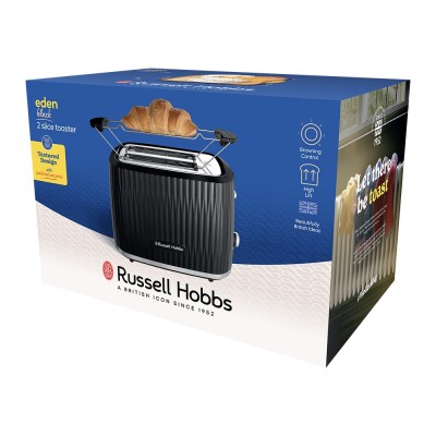 Тостер Russell Hobbs Eden 800Вт, пластик, підігрів,разморозка, чорний (27371-56) Тостер Russell Hobbs Eden 800Вт, пластик, підігрів,разморозка, чорний (27371-56)