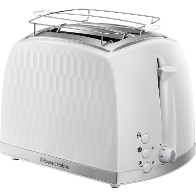 Тостер Russell Hobbs Honeycomb 850Вт, широкі слоти, пластик, білий (26060-56) Тостер Russell Hobbs Honeycomb 850Вт, широкі слоти, пластик, білий (26060-56)
