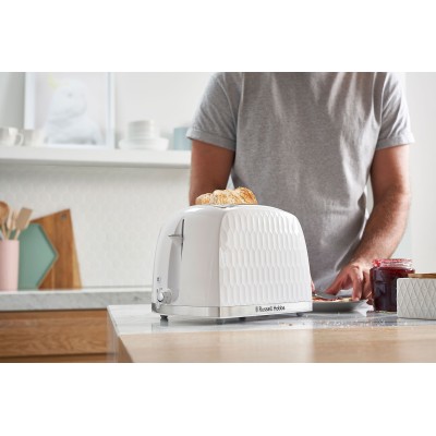 Тостер Russell Hobbs Honeycomb 850Вт, широкі слоти, пластик, білий (26060-56) Тостер Russell Hobbs Honeycomb 850Вт, широкі слоти, пластик, білий (26060-56)