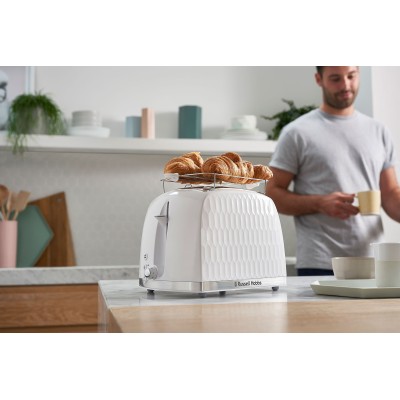 Тостер Russell Hobbs Honeycomb 850Вт, широкі слоти, пластик, білий (26060-56) Тостер Russell Hobbs Honeycomb 850Вт, широкі слоти, пластик, білий (26060-56)