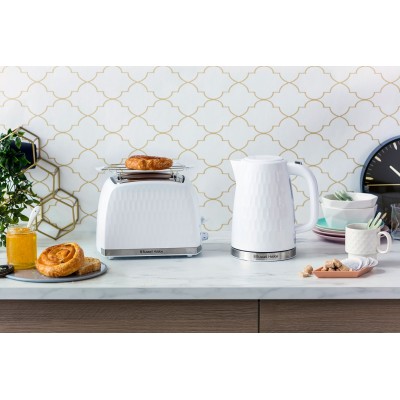 Тостер Russell Hobbs Honeycomb 850Вт, широкі слоти, пластик, білий (26060-56) Тостер Russell Hobbs Honeycomb 850Вт, широкі слоти, пластик, білий (26060-56)