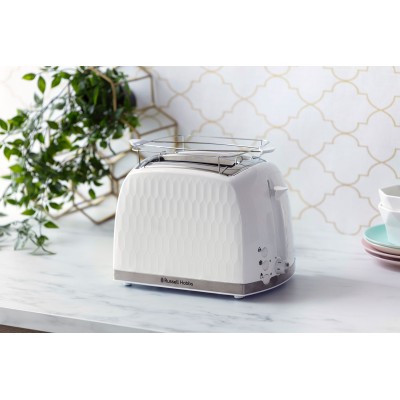 Тостер Russell Hobbs Honeycomb 850Вт, широкі слоти, пластик, білий (26060-56) Тостер Russell Hobbs Honeycomb 850Вт, широкі слоти, пластик, білий (26060-56)