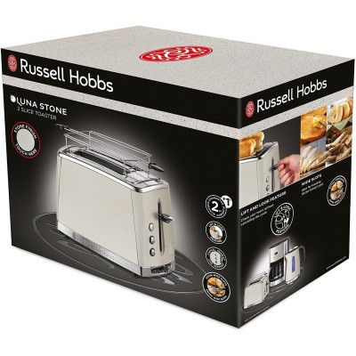 Тостер Russell Hobbs Luna Stone 2 Slice, 1550Вт, нержавіюча сталь+ пластик, підігрів, розморожування, бежевий (26970-56) Тостер Russell Hobbs Luna Stone 2 Slice, 1550Вт, нержавіюча сталь+ пластик, підігрів, розморожування, бежевий (26970-56)