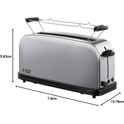 Тостер Russell Hobbs Oxford 1000Вт, довгі слоти, метал, сріблястий (21396-56) Тостер Russell Hobbs Oxford 1000Вт, довгі слоти, метал, сріблястий (21396-56)