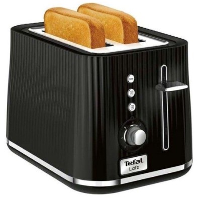 Тостер Tefal Loft 850Вт, розморожування, пластик, чорний (TT761838) Тостер Tefal Loft 850Вт, розморожування, пластик, чорний (TT761838)