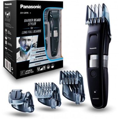 Тример Panasonic, для бороди і вусів, мережа+акум., насадок-4, сталь, чорний (ER-GB96-K520) Тример Panasonic, для бороди і вусів, мережа+акум., насадок-4, сталь, чорний (ER-GB96-K520)