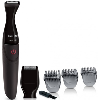 Тример Philips Multigroom series 1000, для бороди і вусів, 1хАА, насадок-4, сталь, чорний (MG1100/16) Тример Philips Multigroom series 1000, для бороди і вусів, 1хАА, насадок-4, сталь, чорний (MG1100/16)