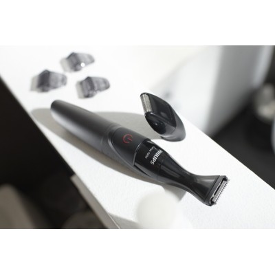 Тример Philips Multigroom series 1000, для бороди і вусів, 1хАА, насадок-4, сталь, чорний (MG1100/16) Тример Philips Multigroom series 1000, для бороди і вусів, 1хАА, насадок-4, сталь, чорний (MG1100/16)