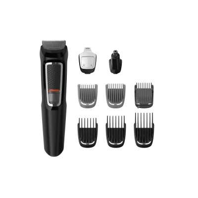 Тример Philips Series 3000, для бороди, вусів, носа та голови, акум., роторний мотор, насадок-5, сталь, чорний (MG3740/15) Тример Philips Series 3000, для бороди, вусів, носа та голови, акум., роторний мотор, насадок-5, сталь, чорний (MG3740/15)