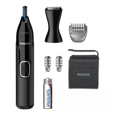 Тример Philips Series 5000, для бороди, вусів, окантовки, брови, носа та вух, 1хАА, насадок-4, чохол, сталь, чорний (NT5650/16) Тример Philips Series 5000, для бороди, вусів, окантовки, брови, носа та вух, 1хАА, насадок-4, чохол, сталь, чорний (NT5650/16)
