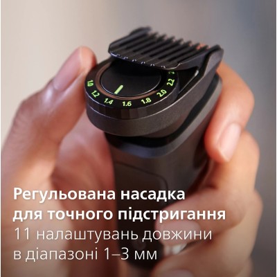Тример Philips Series 7000, для обличчя, голови, тіла, акум., насадок-15, сталь, сіро-чорний (MG7950/15) Тример Philips Series 7000, для обличчя, голови, тіла, акум., насадок-15, сталь, сіро-чорний (MG7950/15)