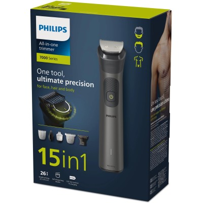 Тример Philips Series 7000, для обличчя, голови, тіла, акум., насадок-15, сталь, сіро-чорний (MG7950/15) Тример Philips Series 7000, для обличчя, голови, тіла, акум., насадок-15, сталь, сіро-чорний (MG7950/15)