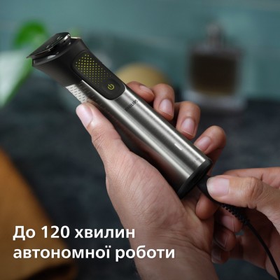 Тример Philips Series 9000, акум., насадок-15, OneBlade в компл., сталь, сірий (MG9552/15) Тример Philips Series 9000, акум., насадок-15, OneBlade в компл., сталь, сірий (MG9552/15)