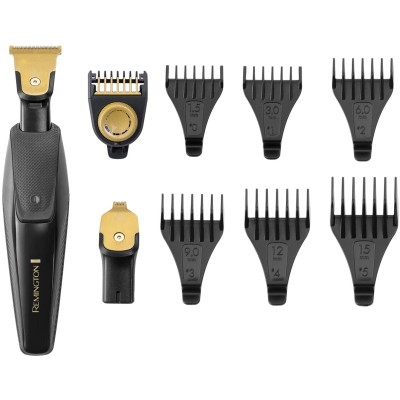 Тример Remington T-Series, для бороди і вусів, акум., роторний мотор, насадок-8, сталь, чорний (MB7000)