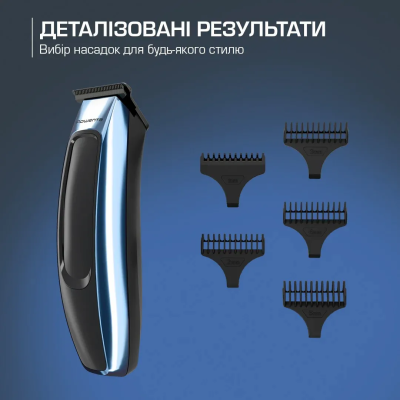 Тример Rowenta Barber Experience, для голови, бороди, мережа+акум., роторний мотор, насадок-5, нержавіюча сталь з покриттям DLC, Тример Rowenta Barber Experience, для голови, бороди, мережа+акум., роторний мотор, насадок-5, нержавіюча сталь з покриттям DLC,