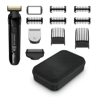 Тример Rowenta Forever Sharp Ultimate, для бороди, вусів, акум., насадок-10, 120 хв. використання, дисплей, сталь, чорний (TN620
