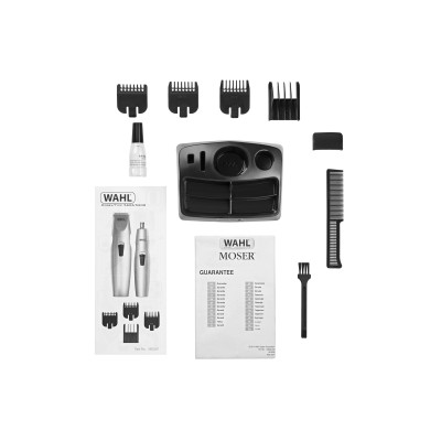 Тример WAHL Mustache & Beard, для бороди і вусів, ААx3, роторний мотор, насадок-4, тример для носа, підставка, сталь, сірий (056 Тример WAHL Mustache & Beard, для бороди і вусів, ААx3, роторний мотор, насадок-4, тример для носа, підставка, сталь, сірий (056
