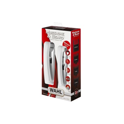 Тример WAHL Mustache & Beard, для бороди і вусів, ААx3, роторний мотор, насадок-4, тример для носа, підставка, сталь, сірий (056 Тример WAHL Mustache & Beard, для бороди і вусів, ААx3, роторний мотор, насадок-4, тример для носа, підставка, сталь, сірий (056