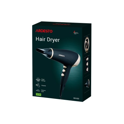 Фен Ardesto Gemini HD-522, 1800-2200Вт, 2 швидкості, 3 темпер. режими , функція Cool Shot, чорний Фен Ardesto Gemini HD-522, 1800-2200Вт, 2 швидкості, 3 темпер. режими , функція Cool Shot, чорний