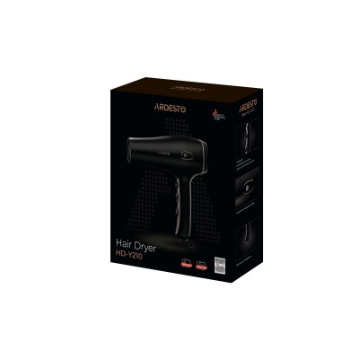 Фен Ardesto HD-Y210, 1750-2100Вт, 2 швидкості, 3темп.режими, авто.змотування шнура, чорний Фен Ardesto HD-Y210, 1750-2100Вт, 2 швидкості, 3темп.режими, авто.змотування шнура, чорний