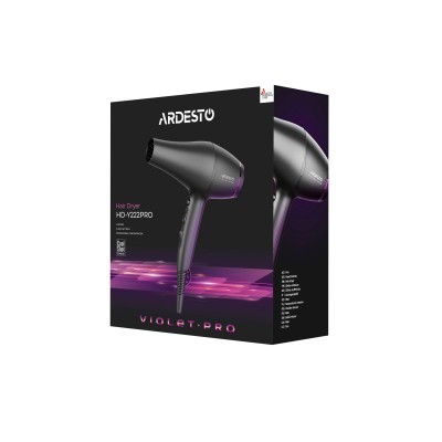 Фен Ardesto Violet PRO HD-Y222PRO, 1850-2200Вт, 2 швидкості, 3темп.режима, дифузор, чорний Фен Ardesto Violet PRO HD-Y222PRO, 1850-2200Вт, 2 швидкості, 3темп.режима, дифузор, чорний