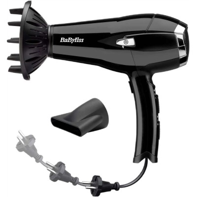 Фен Babyliss, 2000Вт, 3 режими, іоніз-я, хол. обдув, змотка шнура, чорний (D374DE) Фен Babyliss, 2000Вт, 3 режими, іоніз-я, хол. обдув, змотка шнура, чорний (D374DE)