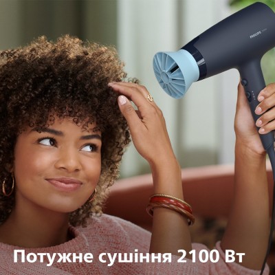 Фен Philips 3000 Series, 2100Вт, 3 режими, дифузор, іоніз-я, хол. обдув, синій (BHD360/20) Фен Philips 3000 Series, 2100Вт, 3 режими, дифузор, іоніз-я, хол. обдув, синій (BHD360/20)