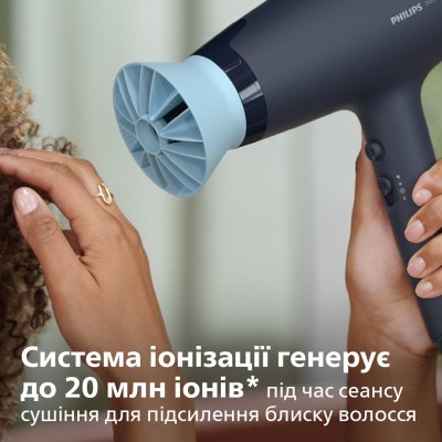Фен Philips 3000 Series, 2100Вт, 3 режими, дифузор, іоніз-я, хол. обдув, синій (BHD360/20) Фен Philips 3000 Series, 2100Вт, 3 режими, дифузор, іоніз-я, хол. обдув, синій (BHD360/20)