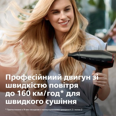 Фен Philips Professional, 2100Вт, 3 режими, іонізація, хол. обдув, чорний (HPS910/00) Фен Philips Professional, 2100Вт, 3 режими, іонізація, хол. обдув, чорний (HPS910/00)