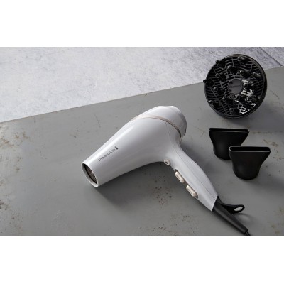Фен Remington HydraLuxe, 2300Вт, 3 режими, дифузор, іоніз-я, хол. обдув, білий (AC8901)