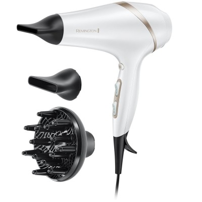 Фен Remington HydraLuxe, 2300Вт, 3 режими, дифузор, іоніз-я, хол. обдув, білий (AC8901)