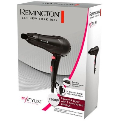 Фен Remington MyStylist, 1900Вт, 2 режими, іоніз-я, хол. обдув, чорний (D2000) Фен Remington MyStylist, 1900Вт, 2 режими, іоніз-я, хол. обдув, чорний (D2000)