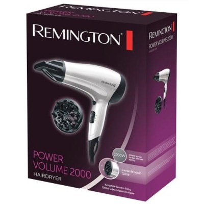 Фен Remington Power Volume 2000, 2000Вт, 3 режими, дифузор,турмалінова іоніз-я, хол. обдув, білий (D3015) Фен Remington Power Volume 2000, 2000Вт, 3 режими, дифузор,турмалінова іоніз-я, хол. обдув, білий (D3015)