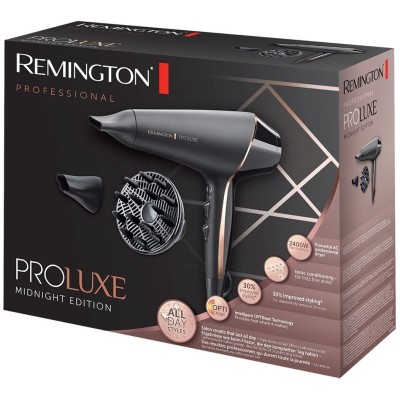 Фен Remington ProLuxe Midnight Edition, 2400Вт, 3 режими, дифузор, іоніз-я, хол. обдув, чорний (AC9140B) Фен Remington ProLuxe Midnight Edition, 2400Вт, 3 режими, дифузор, іоніз-я, хол. обдув, чорний (AC9140B)
