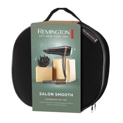 Фен Remington Salon Smooth, 2100Вт, 3 режими, дифузор,гребінець, кейс, іоніз-я, хол. обдув, , чорний (D6960GP) Фен Remington Salon Smooth, 2100Вт, 3 режими, дифузор,гребінець, кейс, іоніз-я, хол. обдув, , чорний (D6960GP)