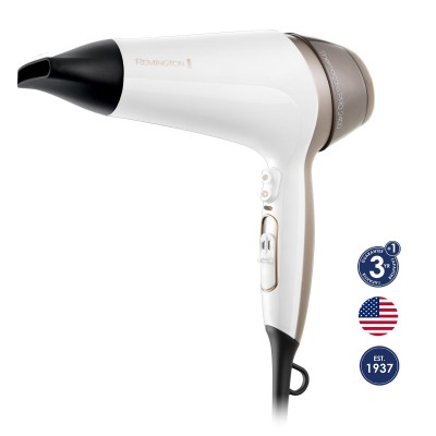 Фен Remington Thermacare Pro, 2200Вт, 3 режими, дифузор, іоніз-я, хол. обдув, турбо режим, біло-коричневий (D5720) Фен Remington Thermacare Pro, 2200Вт, 3 режими, дифузор, іоніз-я, хол. обдув, турбо режим, біло-коричневий (D5720)