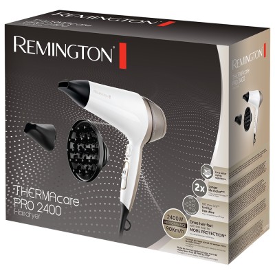 Фен Remington Thermacare Pro, 2200Вт, 3 режими, дифузор, іоніз-я, хол. обдув, турбо режим, біло-коричневий (D5720) Фен Remington Thermacare Pro, 2200Вт, 3 режими, дифузор, іоніз-я, хол. обдув, турбо режим, біло-коричневий (D5720)