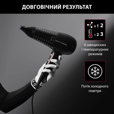 Фен Rowenta x Karl Lagerfeld Powerline, 2100Вт, 3 режими, дифузор, іоніз-я, хол. обдув, чорний (CV591LF0)