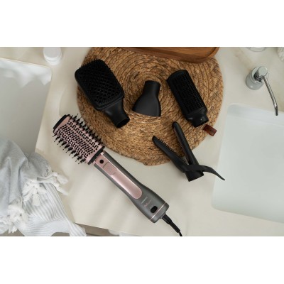 Фен-щітка Ardesto Brush Pink Touch, 1200Вт, 2 швидкості, 2 темп. режими, LED-дисплей, функція іонізації , 4 насадки, сірий+ роже Фен-щітка Ardesto Brush Pink Touch, 1200Вт, 2 швидкості, 2 темп. режими, LED-дисплей, функція іонізації , 4 насадки, сірий+ роже